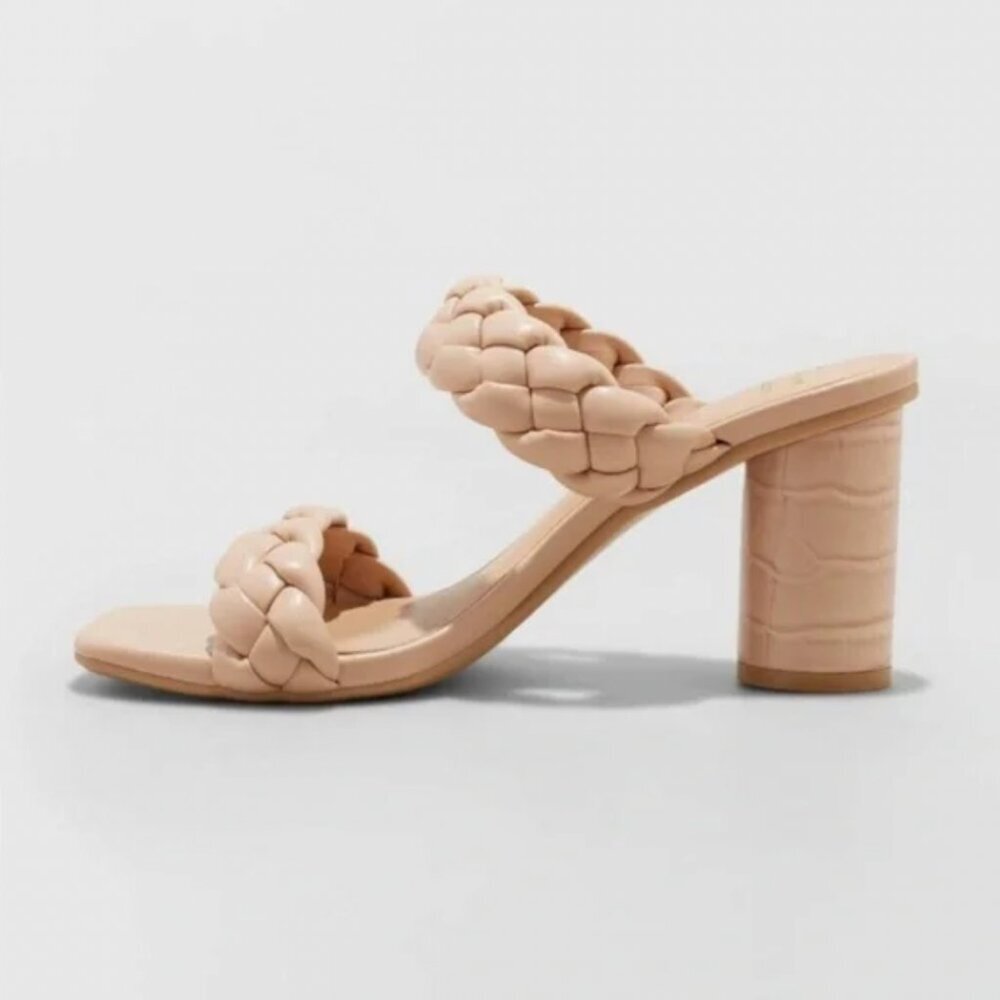 Women's Basil Mule Block Heels - A New Day™ Cream Women's Size 11 - Picture 2 of 7